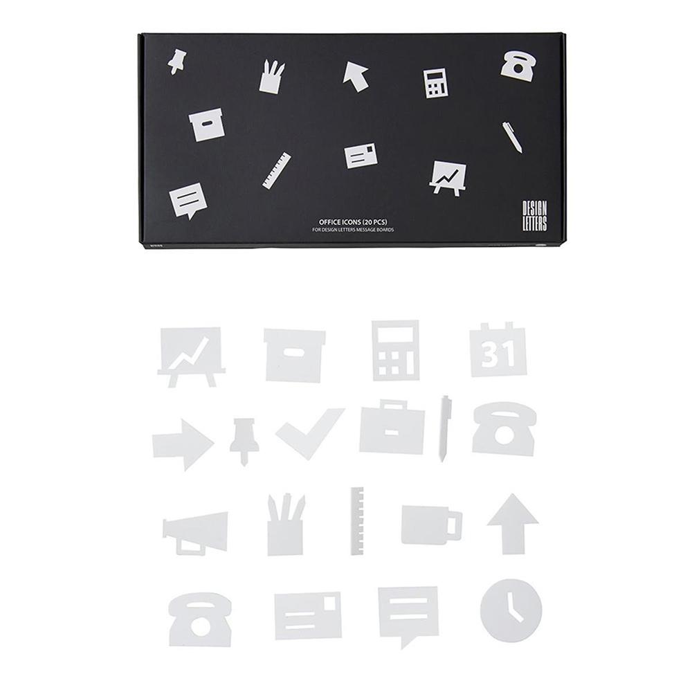 Set de Iconos de Oficina para Tableros de Mensajes Blanco DESIGN LETTERS- Depto51