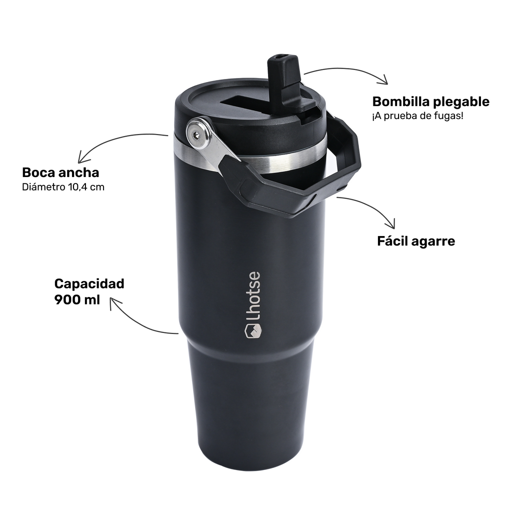 Botella Térmica Insulada Lhotse Travel Mug 900 ml Black LHOTSE- Depto51