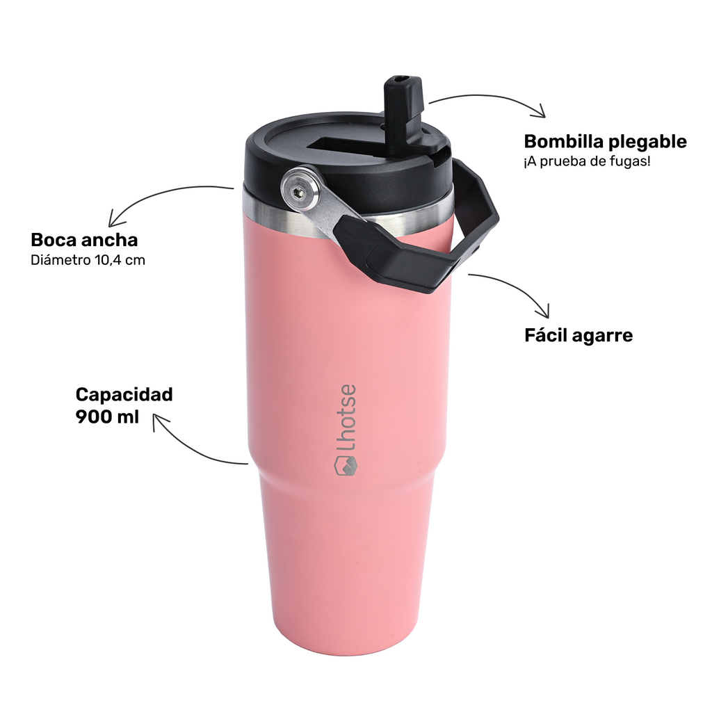 Botella Térmica Insulada Lhotse Travel Mug 900 ml Pink LHOTSE- Depto51