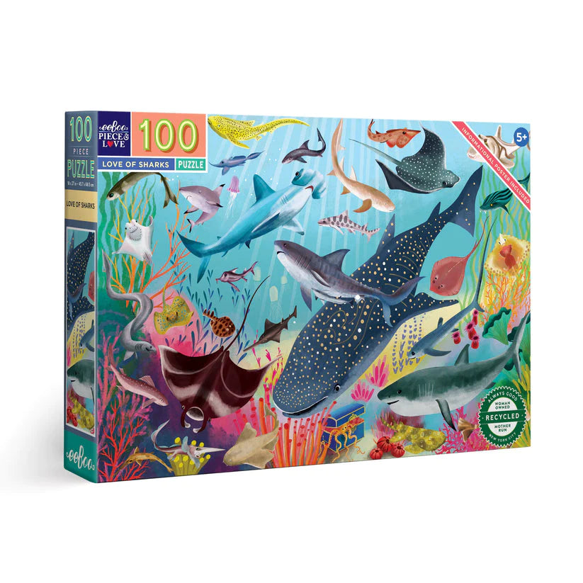 Puzzle 100 Piezas Love Of Sharks EEBOO- Depto51