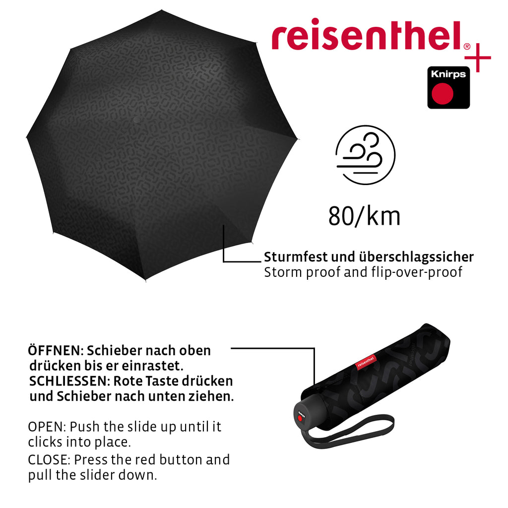 Paraguas Umbrella Pocket Classic Signature Black Hot Print REISENTHEL- Depto51