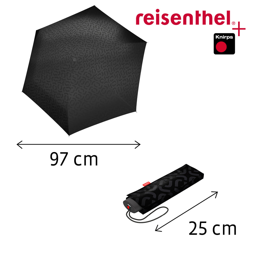 Paraguas Umbrella Pocket Mini Signature Black Hot Print REISENTHEL- Depto51