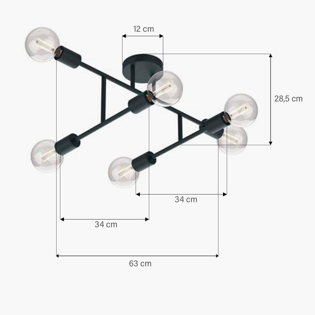 Lámpara de Techo Lexie X6 Negro FORM DESIGN- Depto51