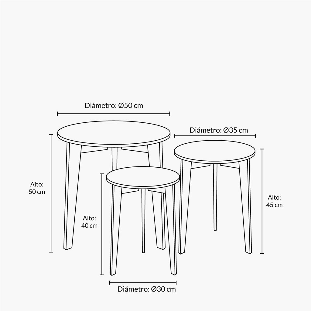 Set de 3 Mesas de Centro Abin Blanco FORM DESIGN- Depto51
