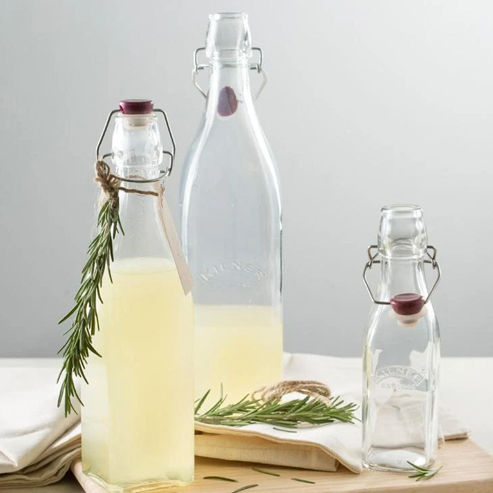 Botella cristal Ancha 1L Tapón Acero Inox. | Cocina | Andrea House