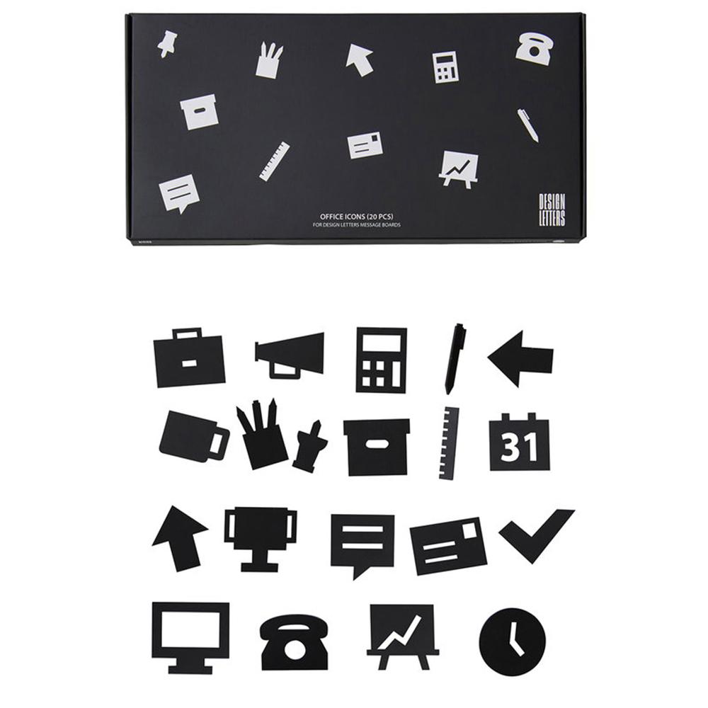 Set de Iconos de Oficina para Tableros de Mensajes Negro DESIGN LETTERS- Depto51