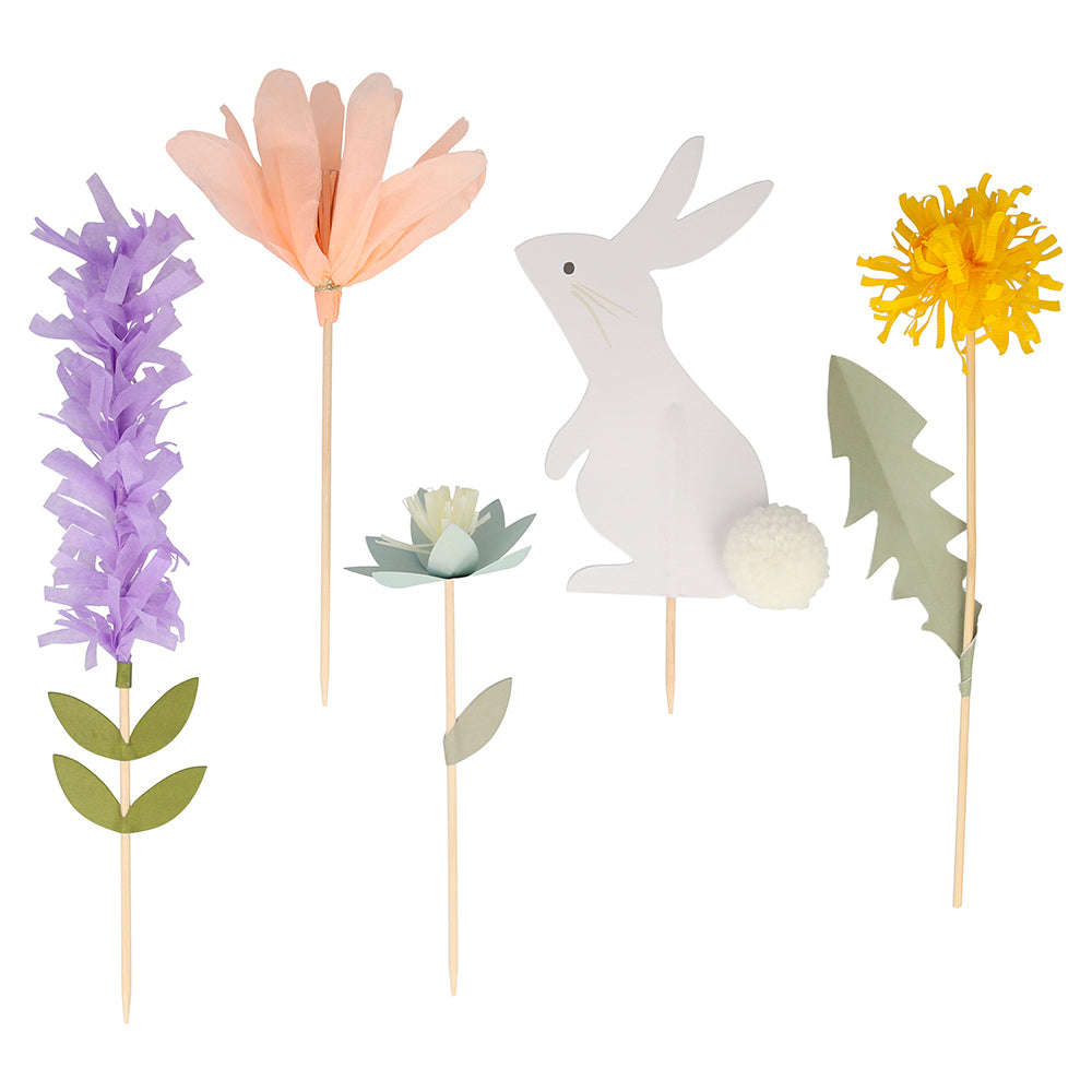 Set de 5 Toppers para Torta Conejos Florales MERI MERI- Depto51