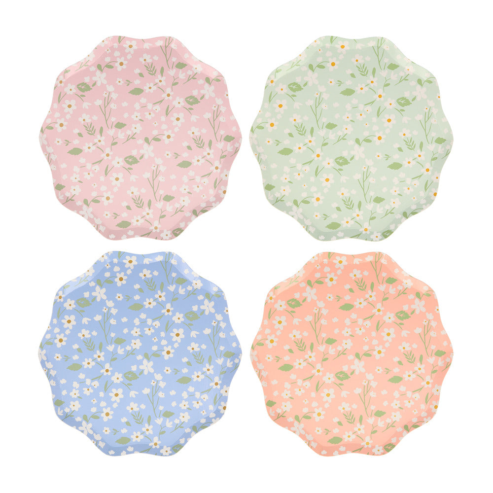 Set de 8 Platos Flores Mini 4 Colores Medianos MERI MERI- Depto51