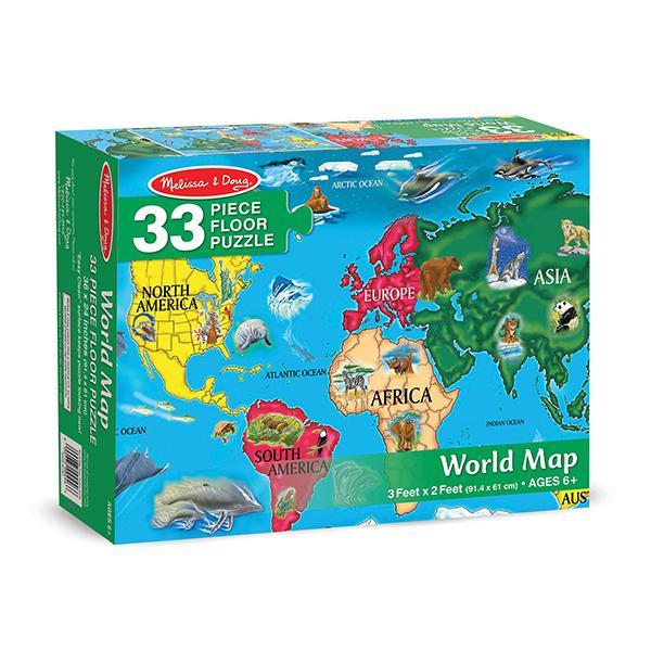 Puzzle Mapa del Mundo 33 Piezas MELISSA & DOUG- Depto51