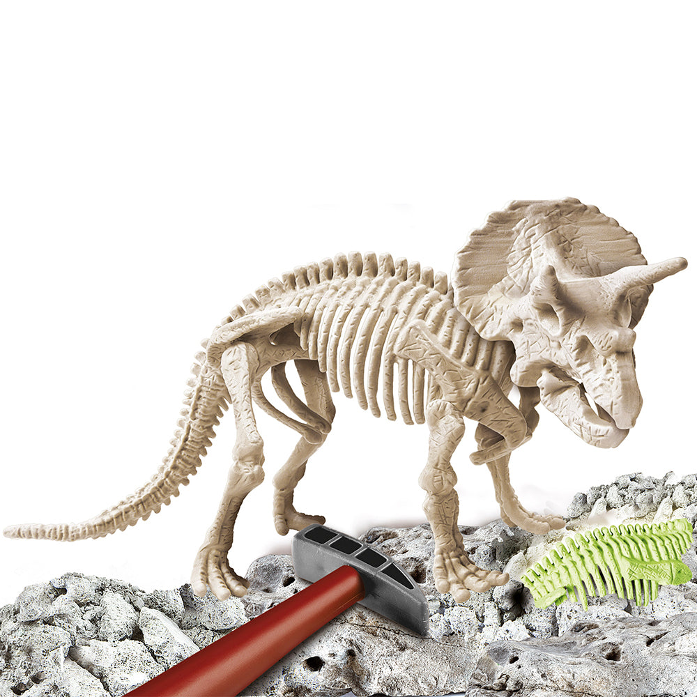 Juego de Ciencia Arqueología Dinosaurio Triceratops Fluorescente CLEMENTONI- Depto51