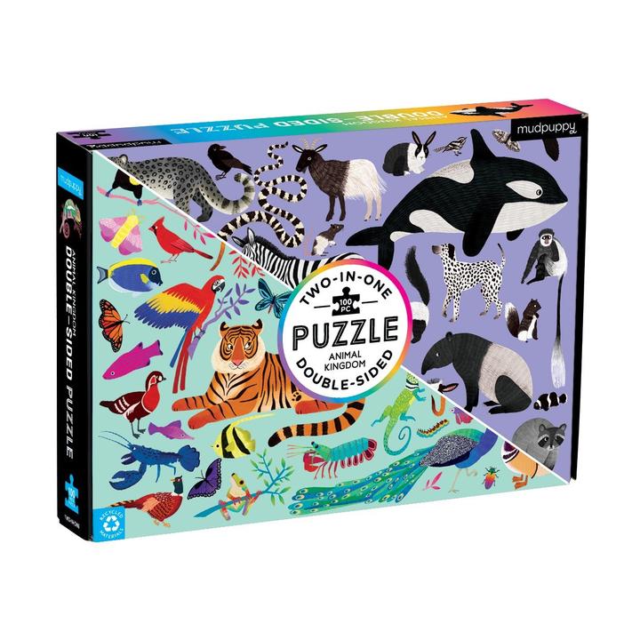 Puzzle Doble 100 piezas Mundo Animal MUDPUPPY- Depto51