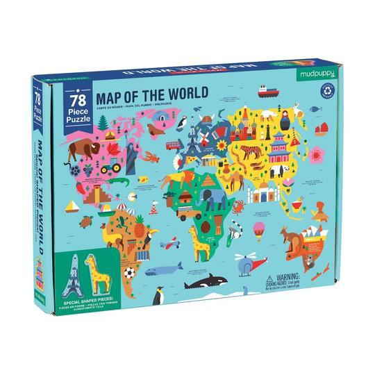 Puzzle 78 piezas Geografía Mapa del Mundo MUDPUPPY- Depto51