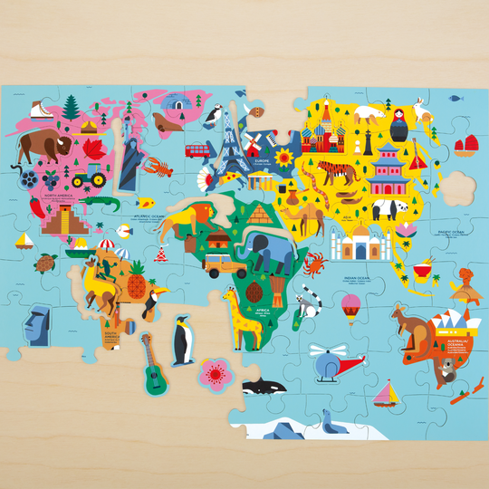 Puzzle 78 piezas Geografía Mapa del Mundo MUDPUPPY- Depto51