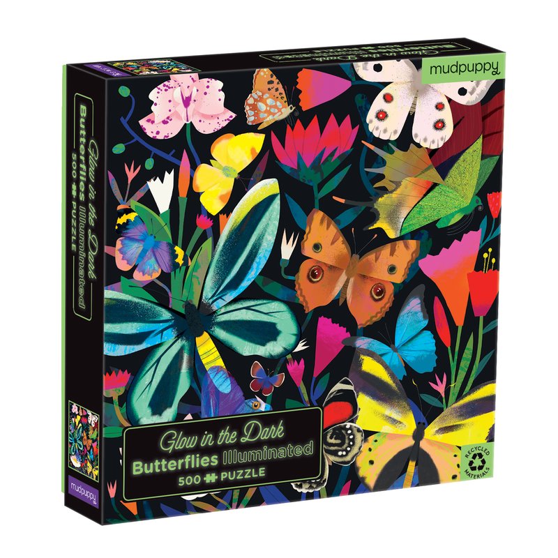 Puzzle 500 Piezas que Brillan en la Oscuridad Mariposas MUDPUPPY- Depto51