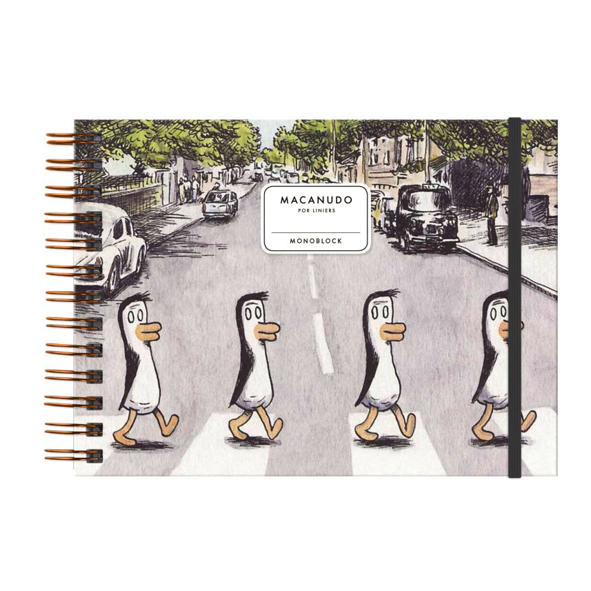 Cuaderno Anillado Apaisado - Macanudo Pingüinos Beatles MONOBLOCK- Depto51