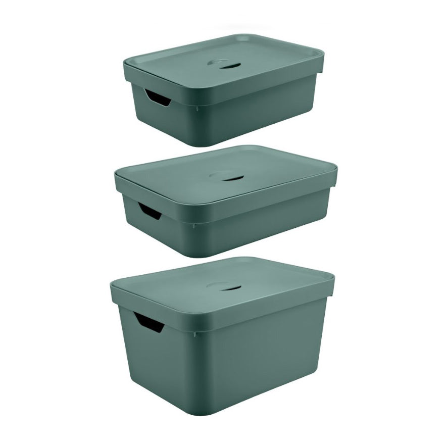 Set de 3 Cajas Cube Verde Oscuro OU- Depto51