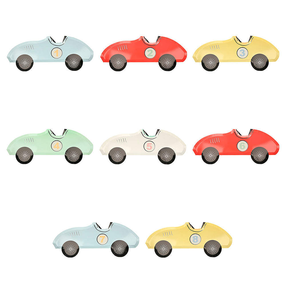 Set de 8 Platos con forma de Autos de Carreras MERI MERI- Depto51