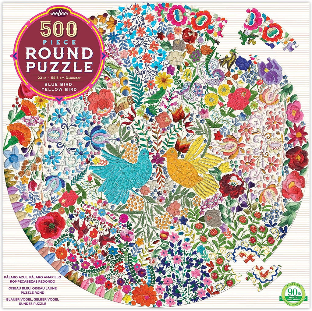 Puzzle 500 piezas redondo Pájaro Azul Pájaro Amarillo EEBOO- Depto51
