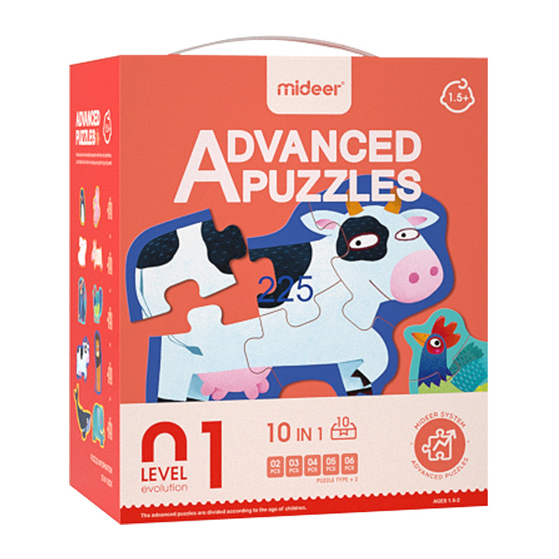 Set de 10 Puzzles Advanced Nivel 1 Animales MIDEER- Depto51