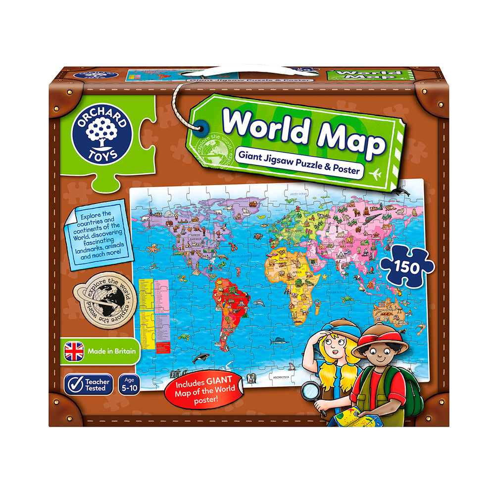 Puzzle y Poster Mapa del Mundo 150 piezas ORCHARD TOYS- Depto51
