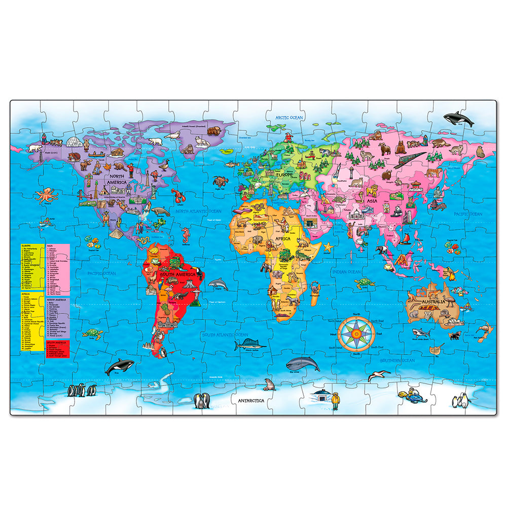 Puzzle y Poster Mapa del Mundo 150 piezas ORCHARD TOYS- Depto51