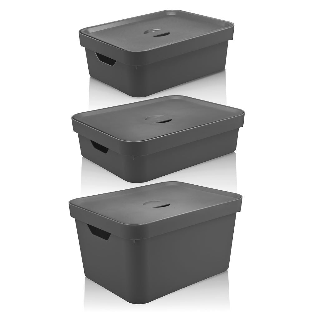 Set de 3 Cajas Cube Gris OU- Depto51