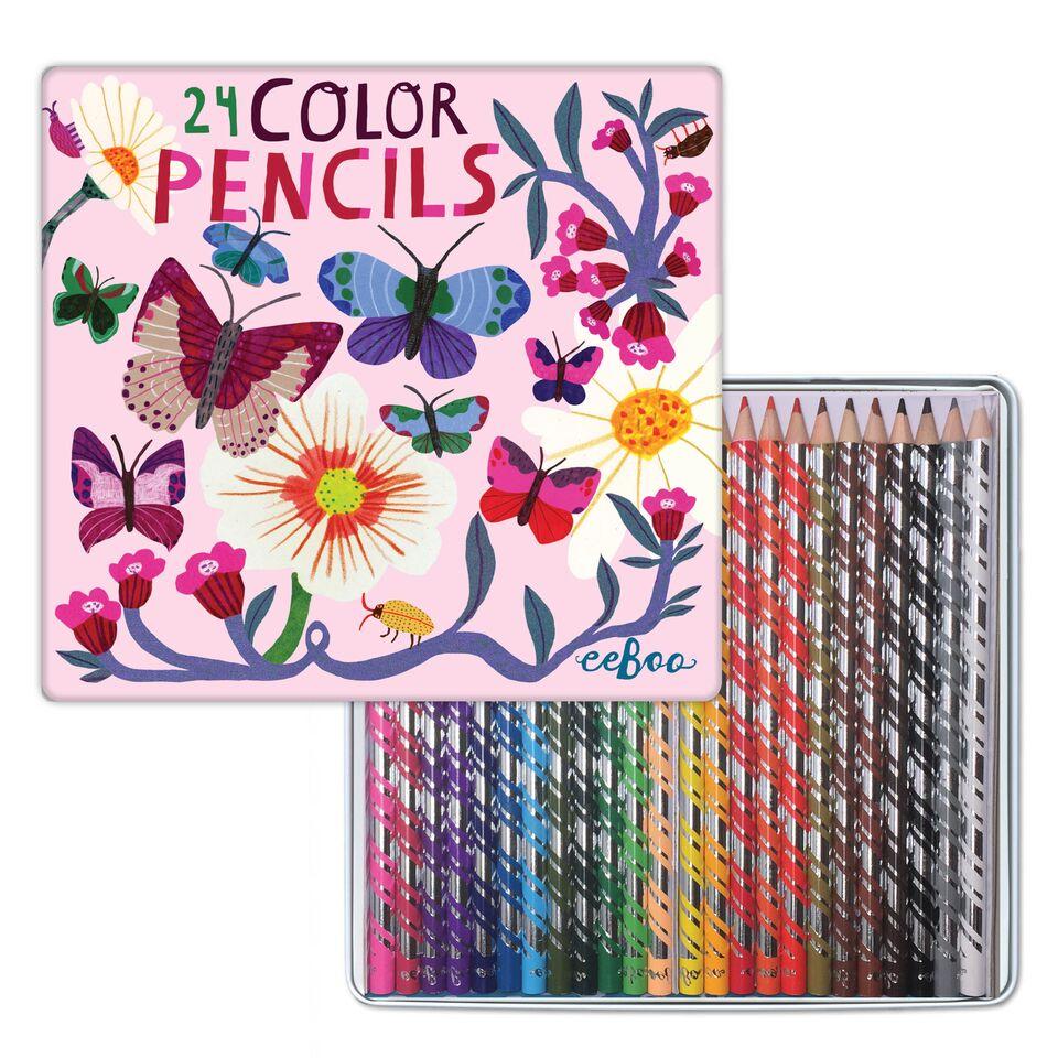 Caja Metálica 24 lápices de colores Mariposas EEBOO- Depto51