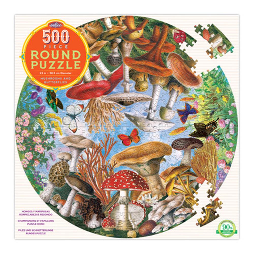 Puzzle redondo 500 piezas Hongos y Mariposas EEBOO- Depto51