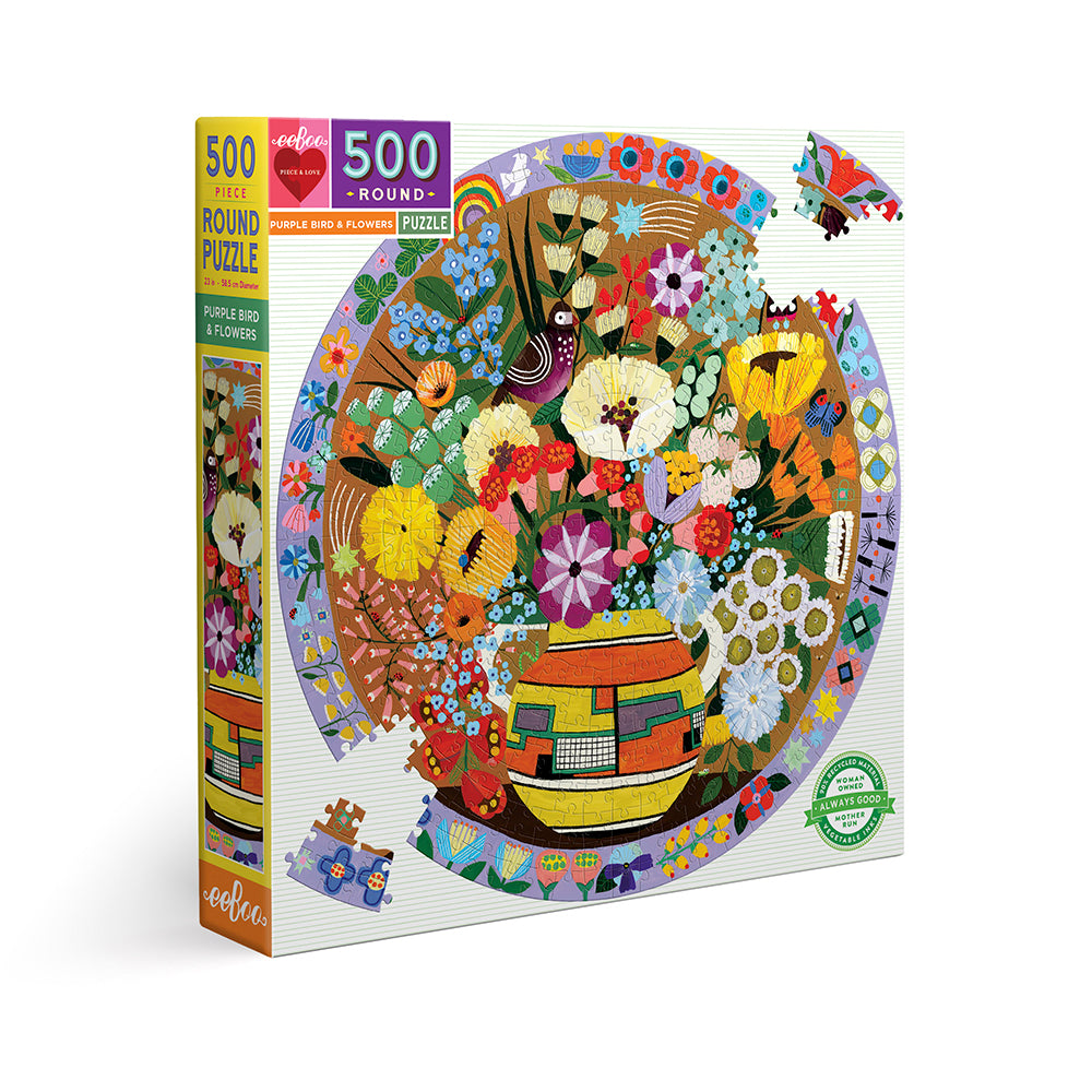 Puzzle 500 piezas Redondo Pájaro Morado EEBOO- Depto51