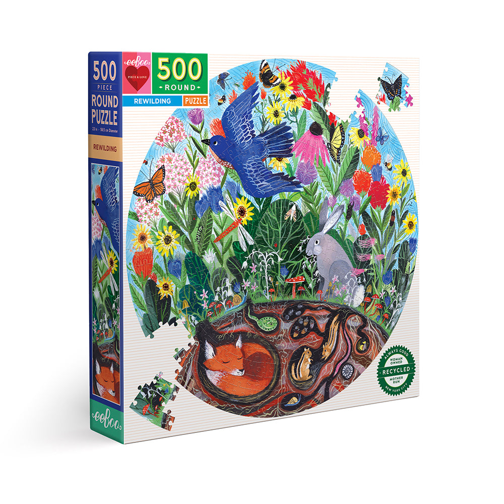 Puzzle 500 piezas Redondo Animales y Flores EEBOO- Depto51