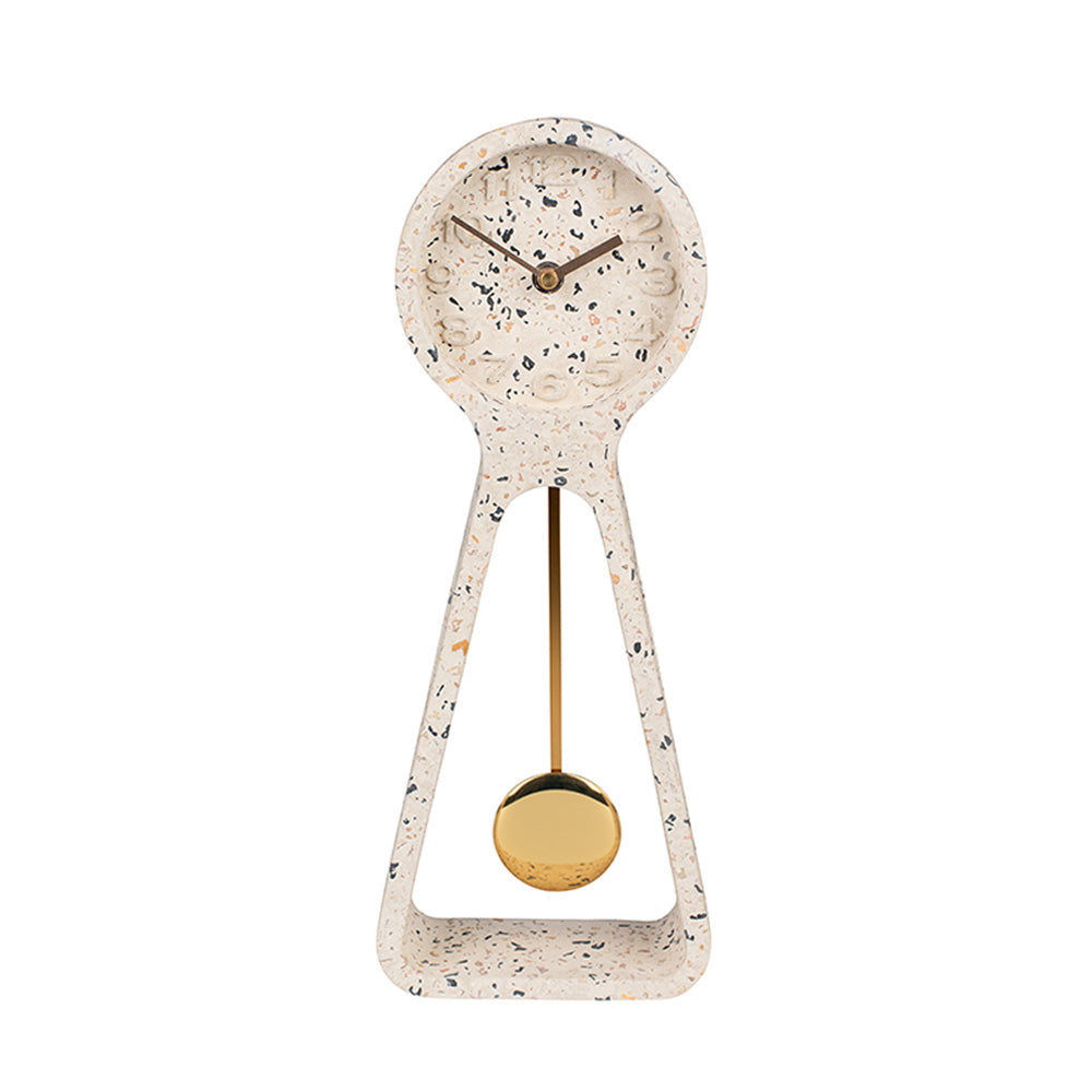 Reloj de Mesa Pendulum Time Terrazzo Concreto Blanco ZUIVER- Depto51