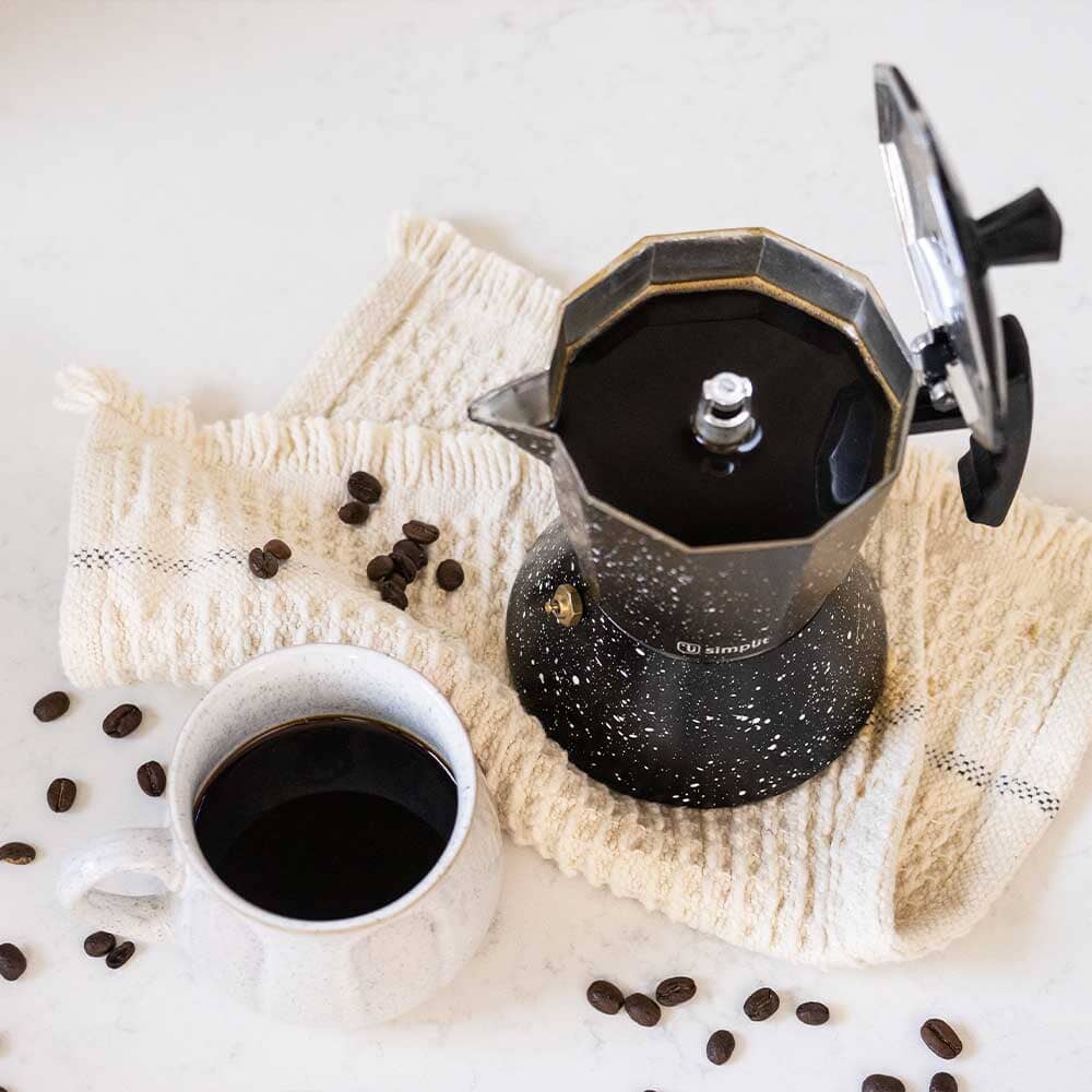 Cafetera Italiana Negra Granito 12 Tazas Simplit