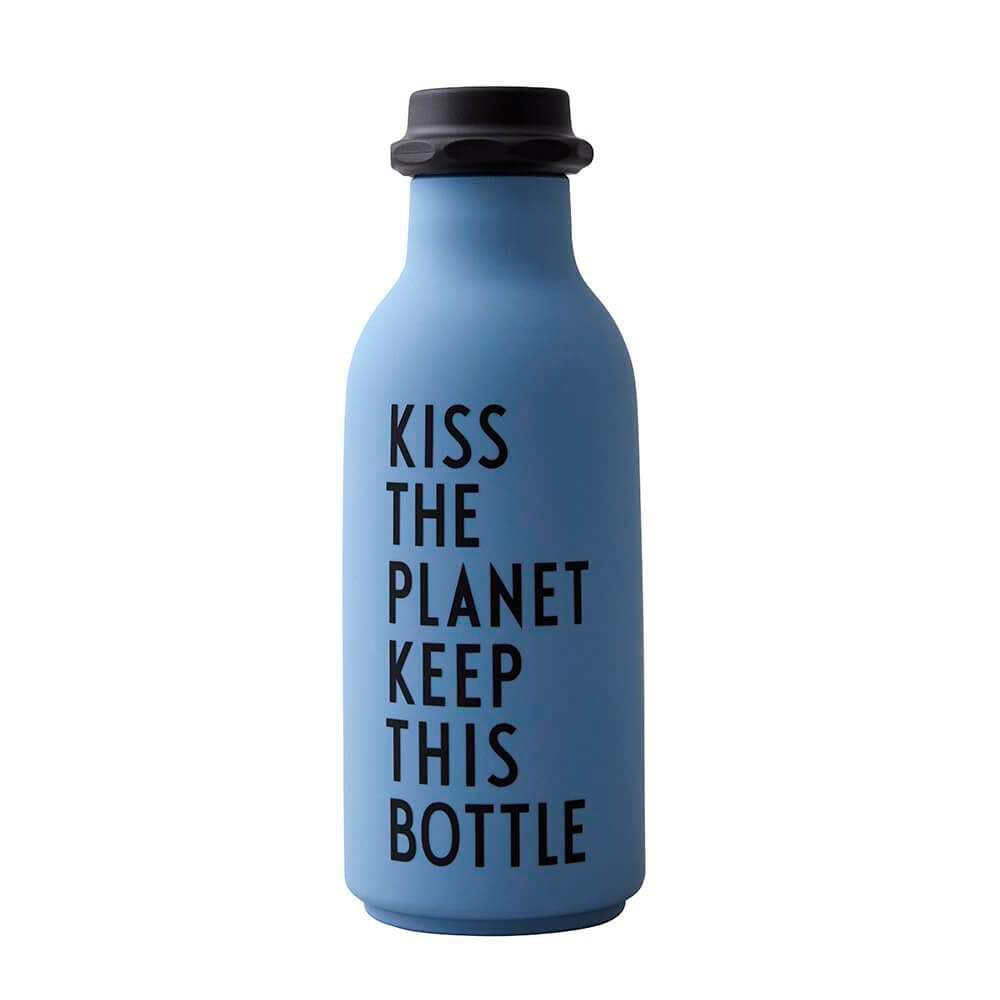 Botella de Agua Kiss the Planet Azul DESIGN LETTERS- Depto51