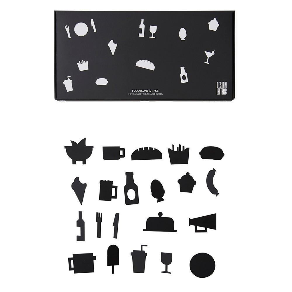 Set de Iconos de Comida para Tableros de Mensajes Negro DESIGN LETTERS- Depto51