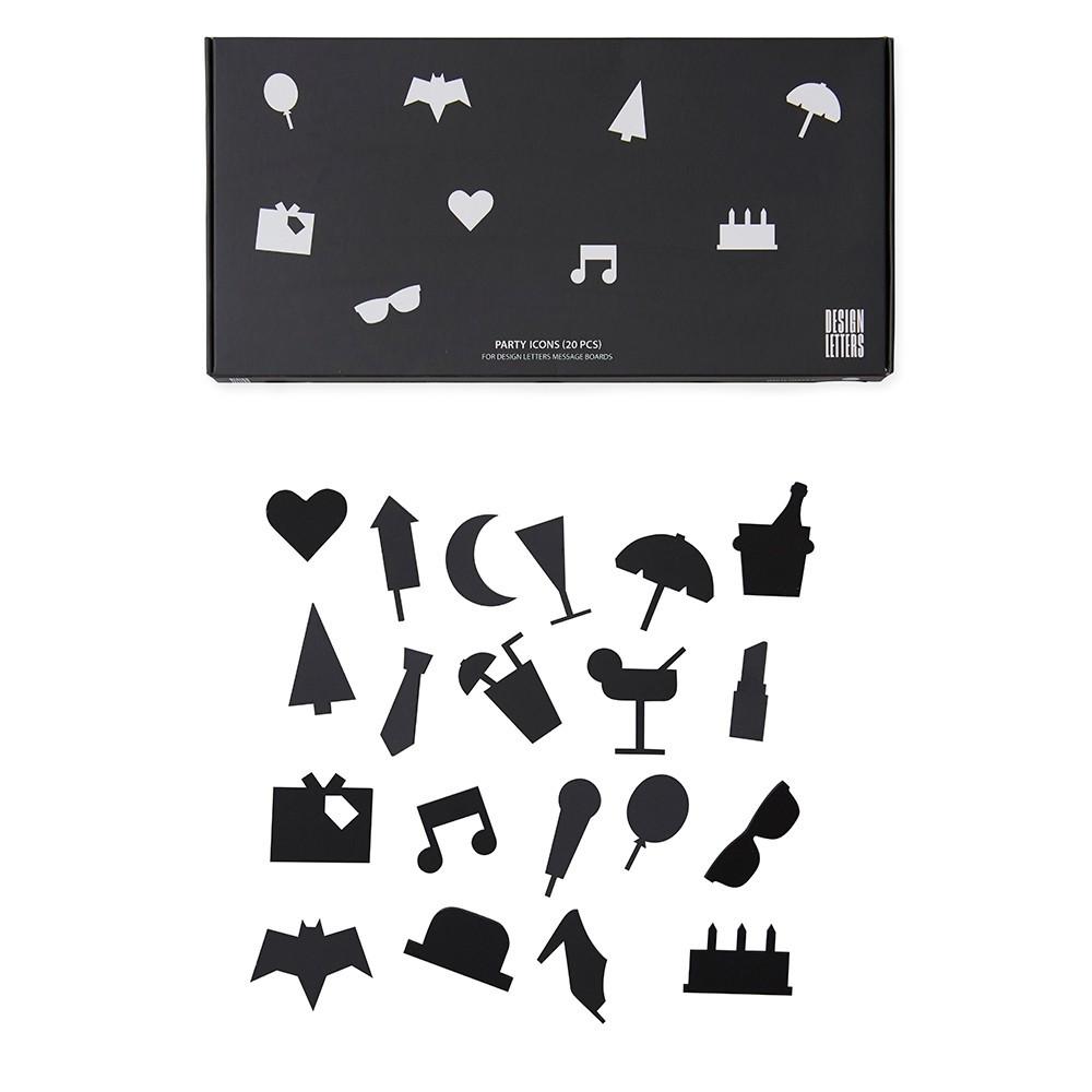 Set de Iconos de Fiesta para Tableros de Mensajes Negro DESIGN LETTERS- Depto51