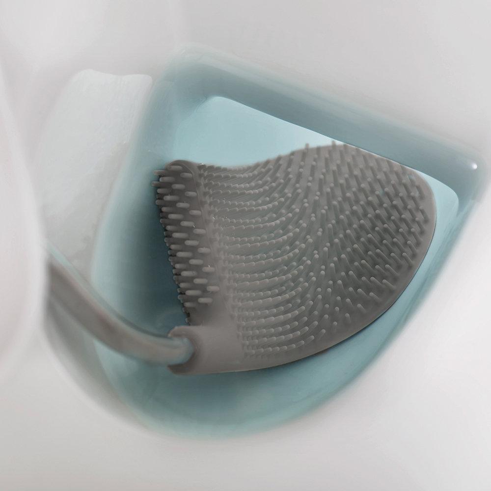 Escobilla de baño compacta y delgada con soporte para inodoro de